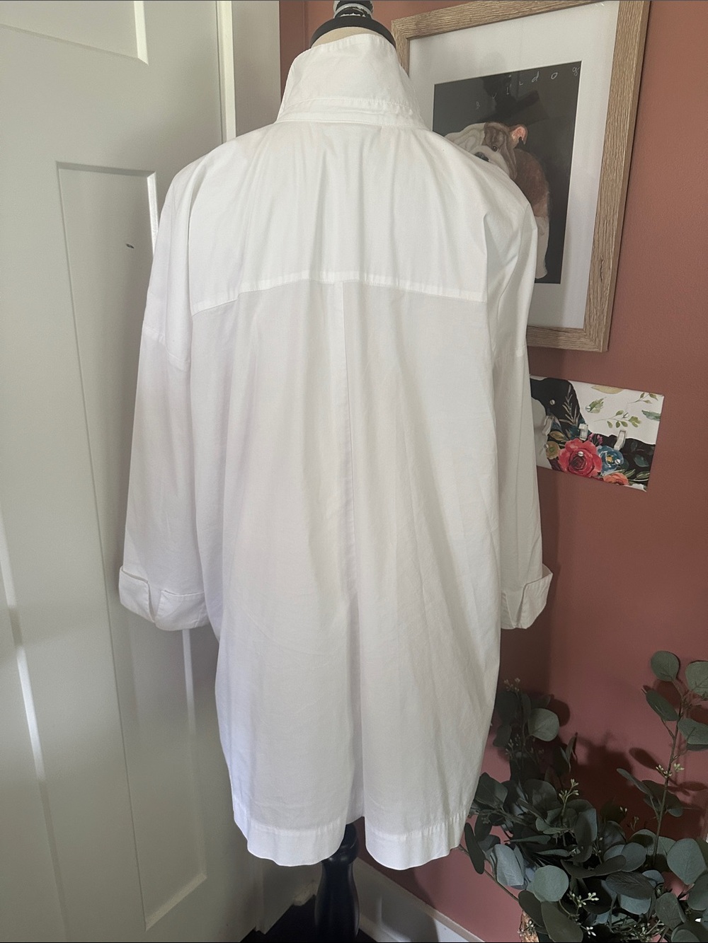 J. Jill White Shirt Collection Button-Front rolled cuffs oversized XL shirt - Picture 6 of 12